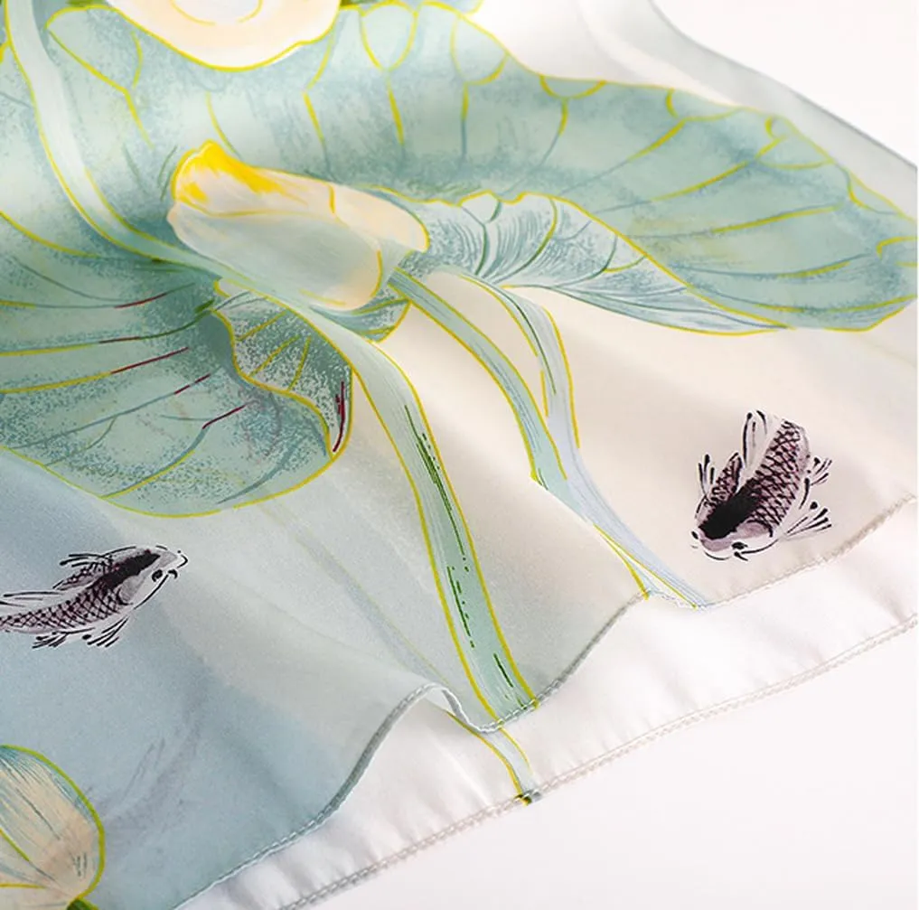 K-Elewon Silk Scarf Head scarf Fashion Scarves Long Lightweight Sunscreen Shawls for Women