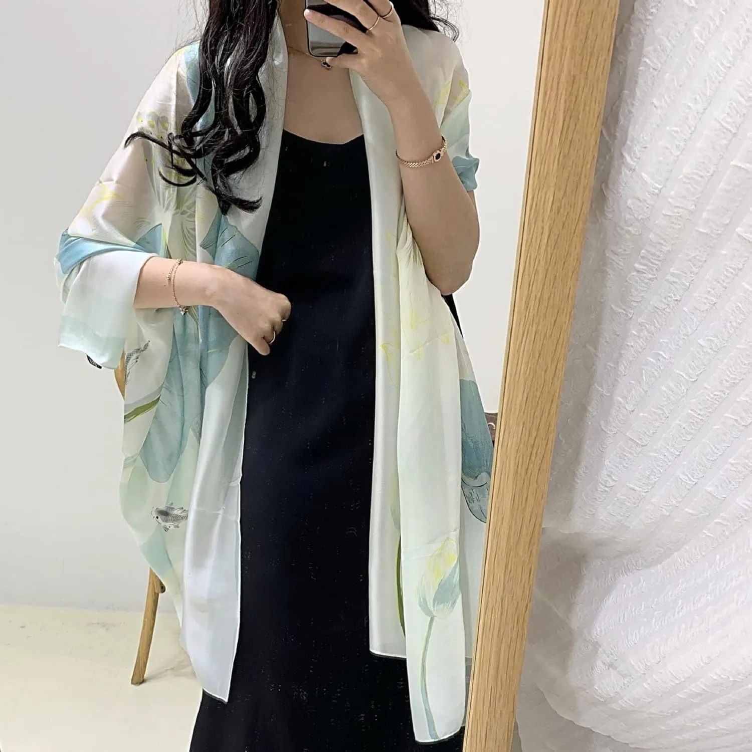 K-Elewon Silk Scarf Head scarf Fashion Scarves Long Lightweight Sunscreen Shawls for Women