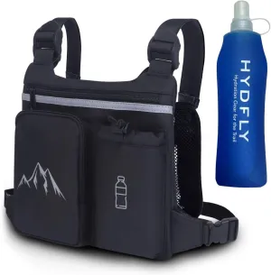 KINGSLONG Chest Pack Running Vest with Hydration Bottle, Reflective Gear Sport Chest Bag for Men Women
