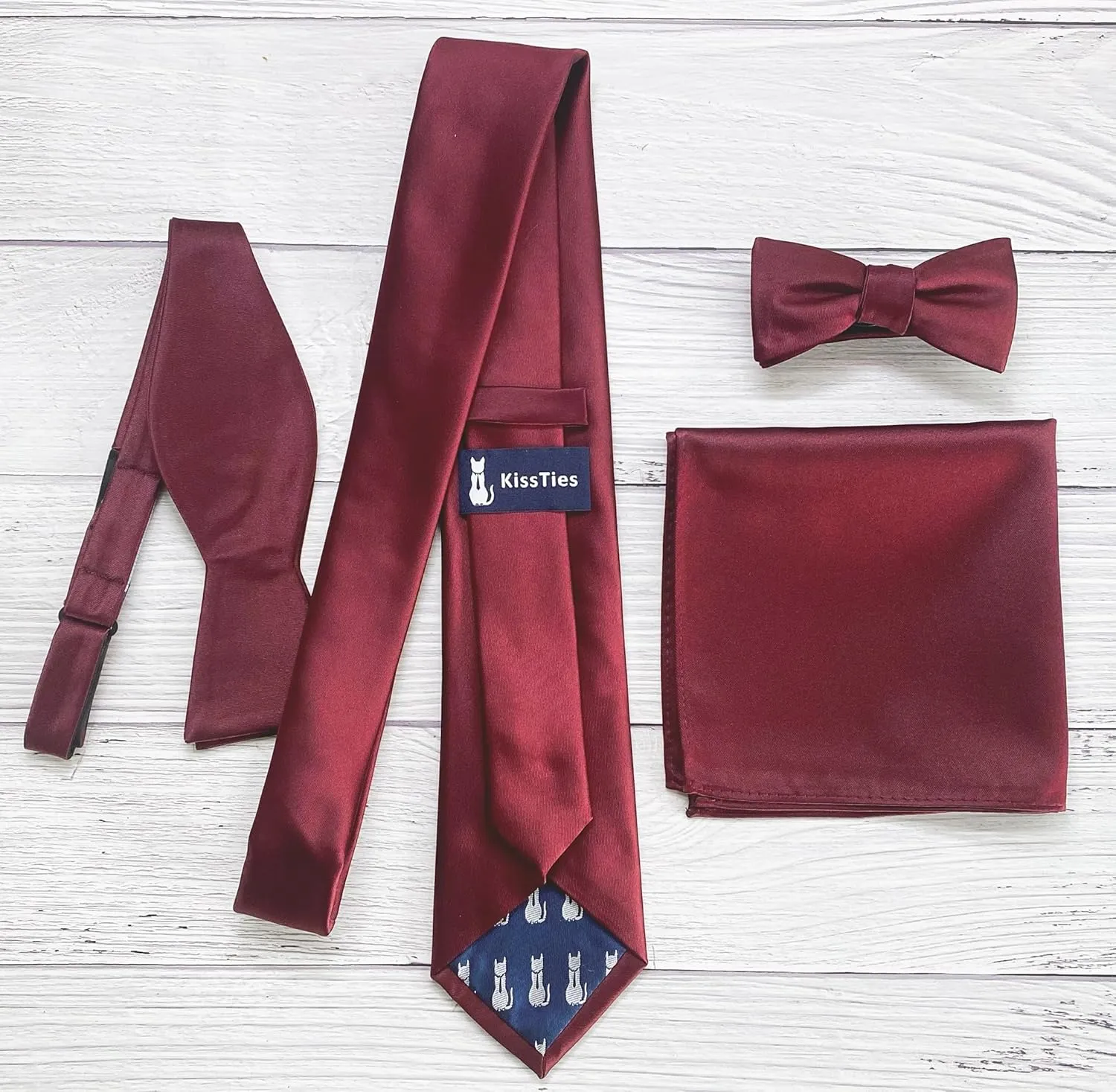 KissTies 63'' XL Tie Mens Extra Long Solid Satin Necktie For Big And Tall Men