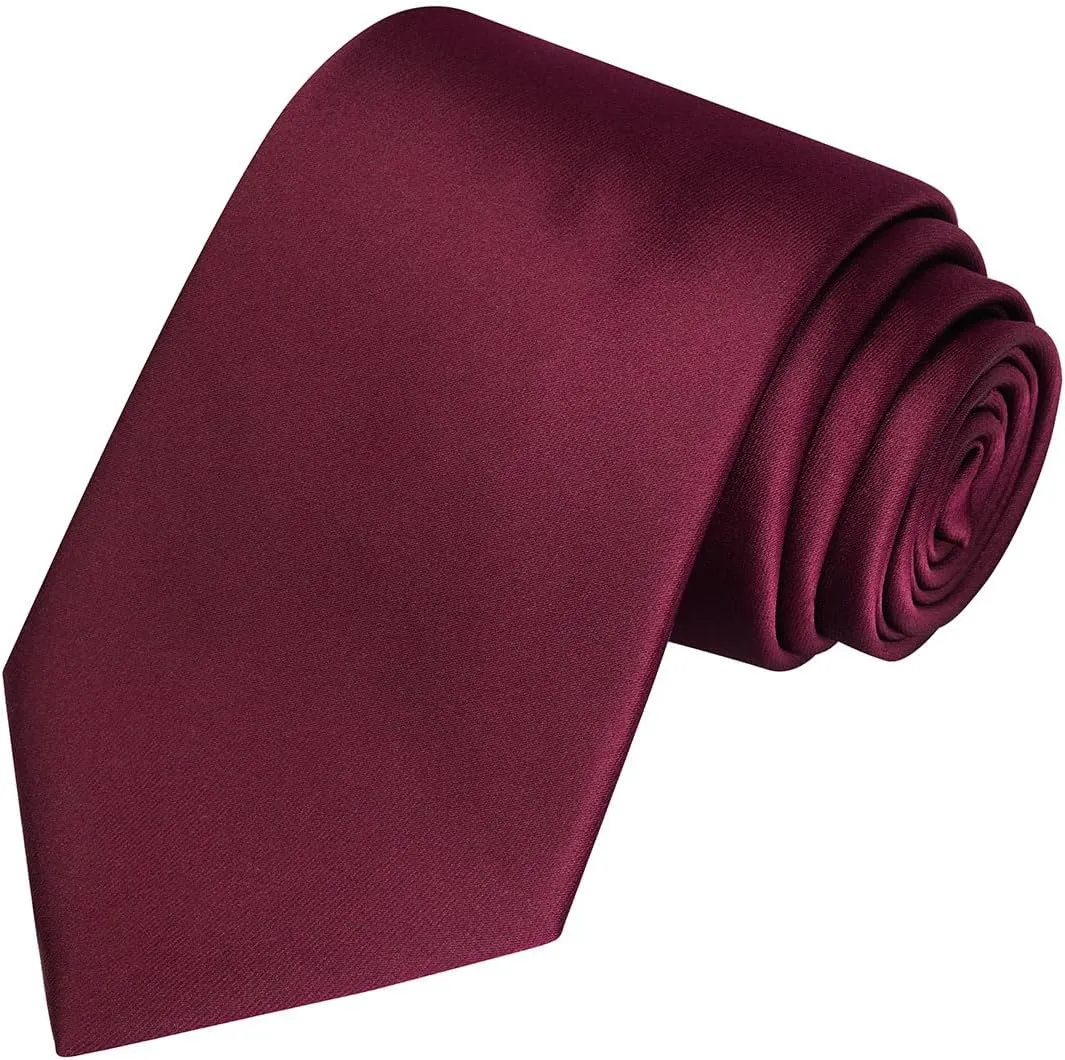 KissTies 63'' XL Tie Mens Extra Long Solid Satin Necktie For Big And Tall Men
