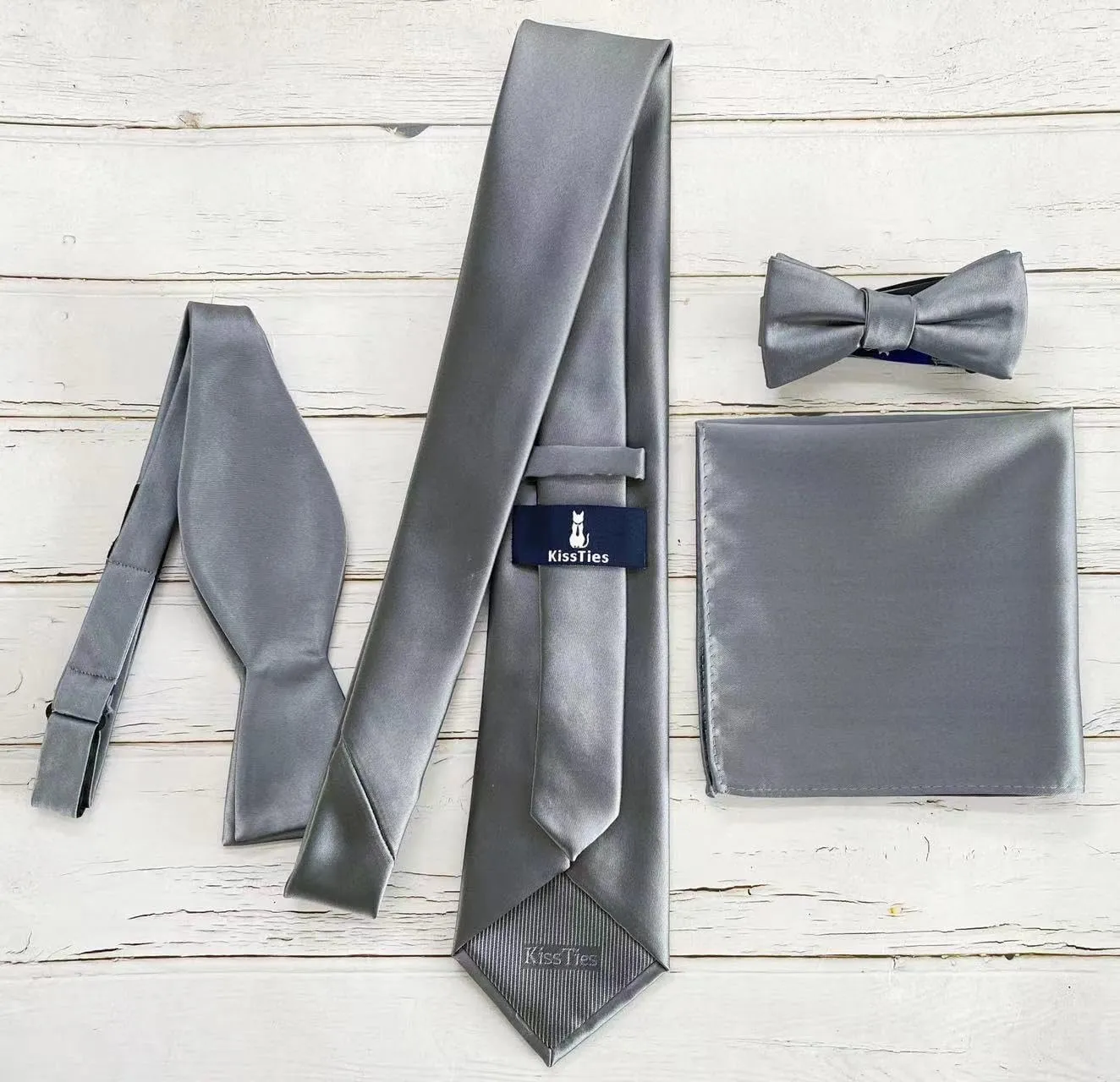 KissTies 63'' XL Tie Mens Extra Long Solid Satin Necktie For Big And Tall Men