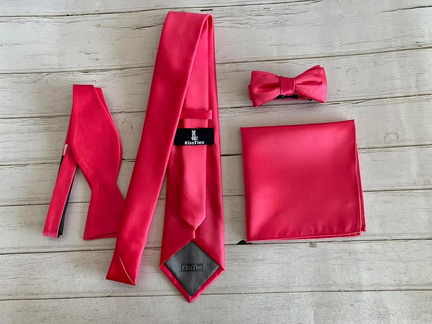 KissTies 63'' XL Tie Mens Extra Long Solid Satin Necktie For Big And Tall Men