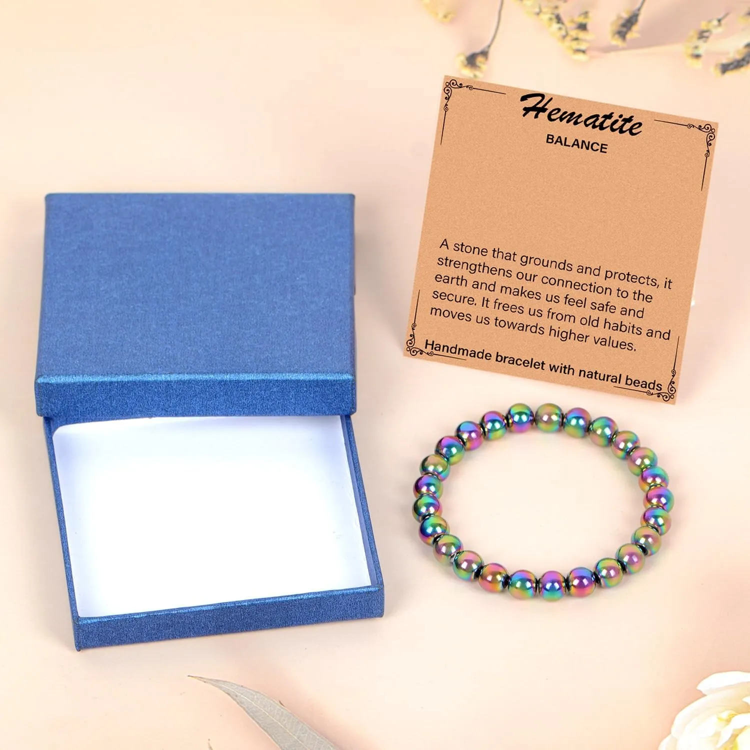 LPBeads Handmade Natural Gemstone Stretch Elastic Bracelet Healing Crystal Round Stone Beads Jewelry Gifts for Women Men