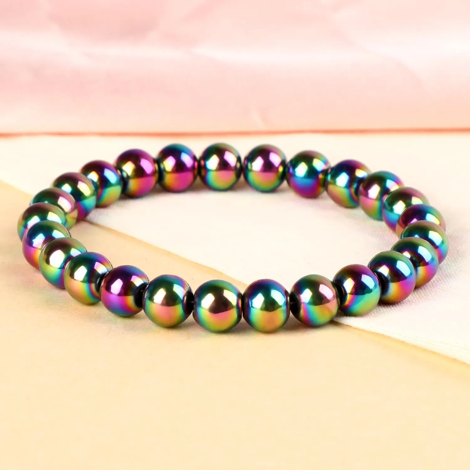 LPBeads Handmade Natural Gemstone Stretch Elastic Bracelet Healing Crystal Round Stone Beads Jewelry Gifts for Women Men