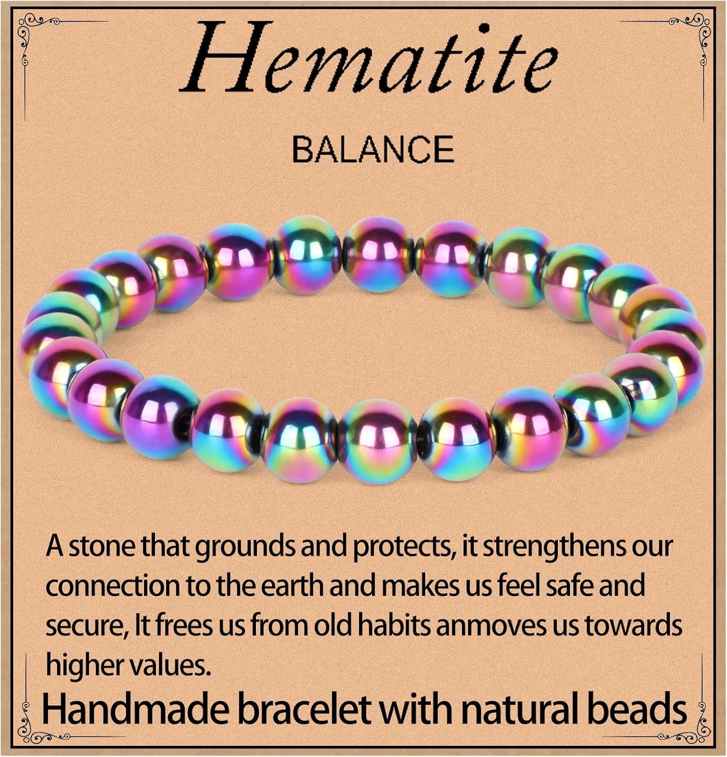 LPBeads Handmade Natural Gemstone Stretch Elastic Bracelet Healing Crystal Round Stone Beads Jewelry Gifts for Women Men