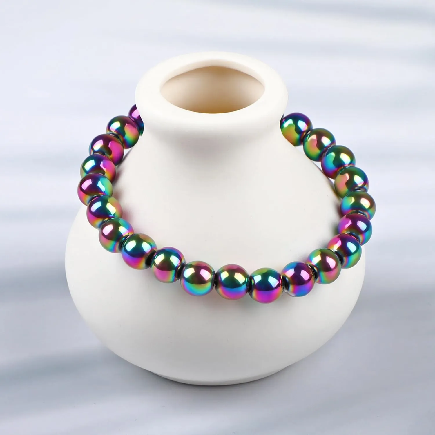 LPBeads Handmade Natural Gemstone Stretch Elastic Bracelet Healing Crystal Round Stone Beads Jewelry Gifts for Women Men
