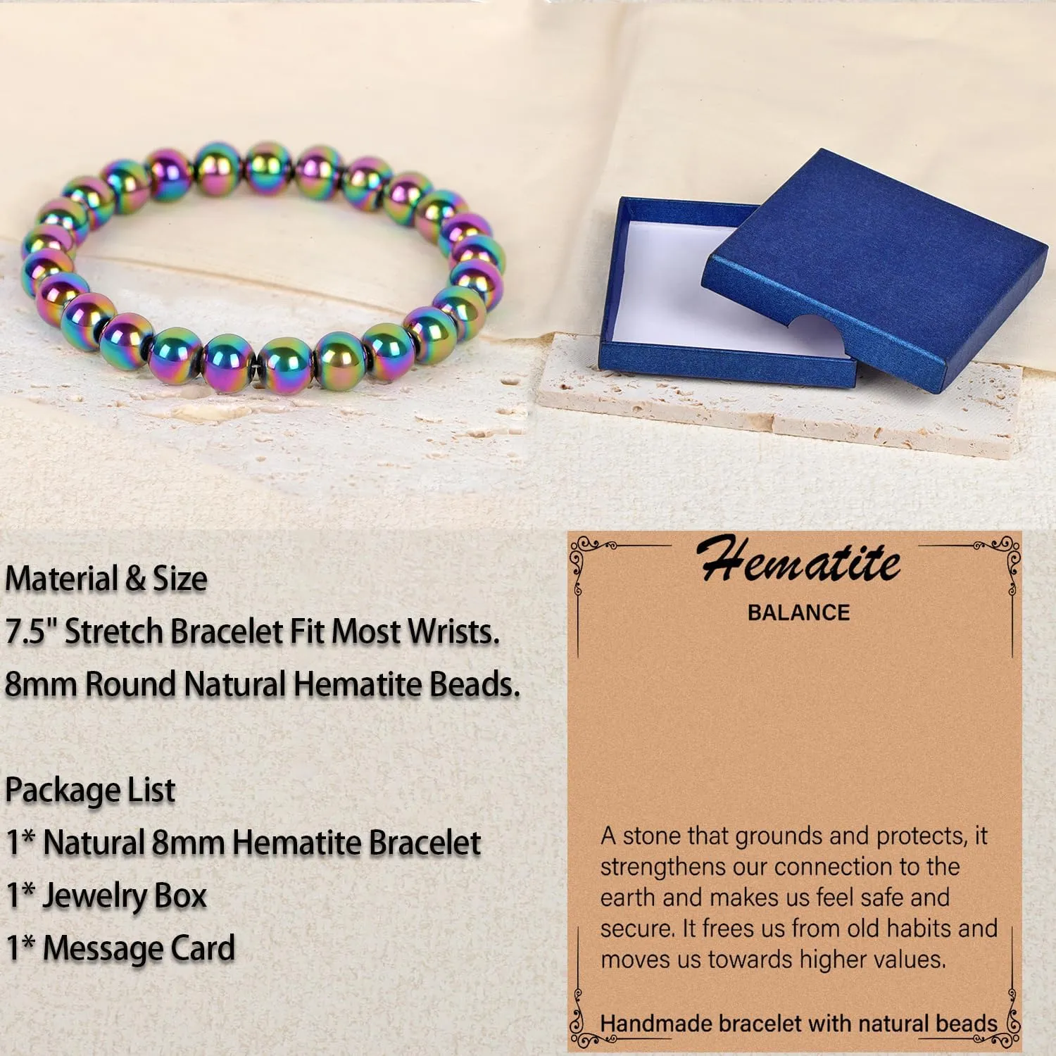 LPBeads Handmade Natural Gemstone Stretch Elastic Bracelet Healing Crystal Round Stone Beads Jewelry Gifts for Women Men
