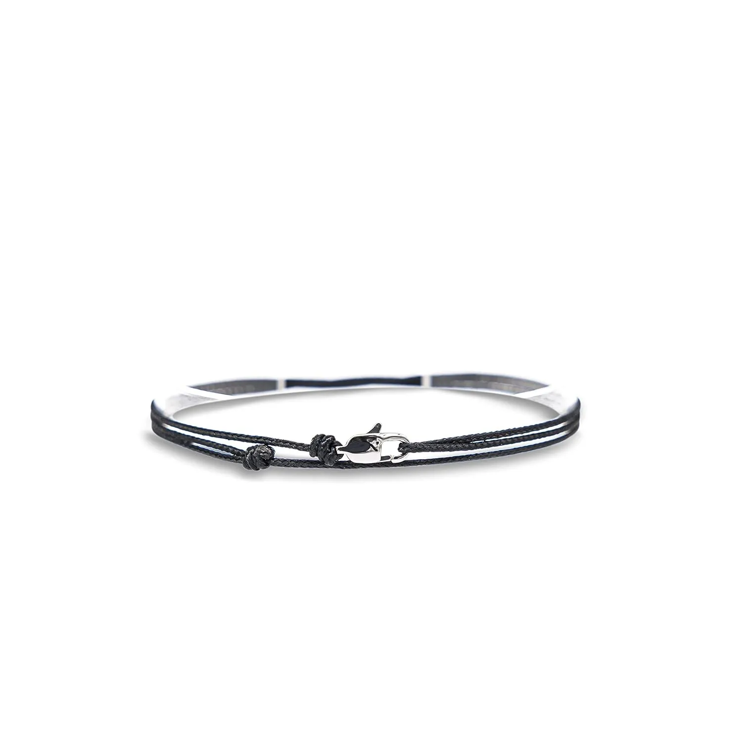 Made by Nami Nautical Rope Bracelet for Men Waterproof & Adjustable Wrap String Bracelets with Snap Hook Gift for Him (Black Silver)