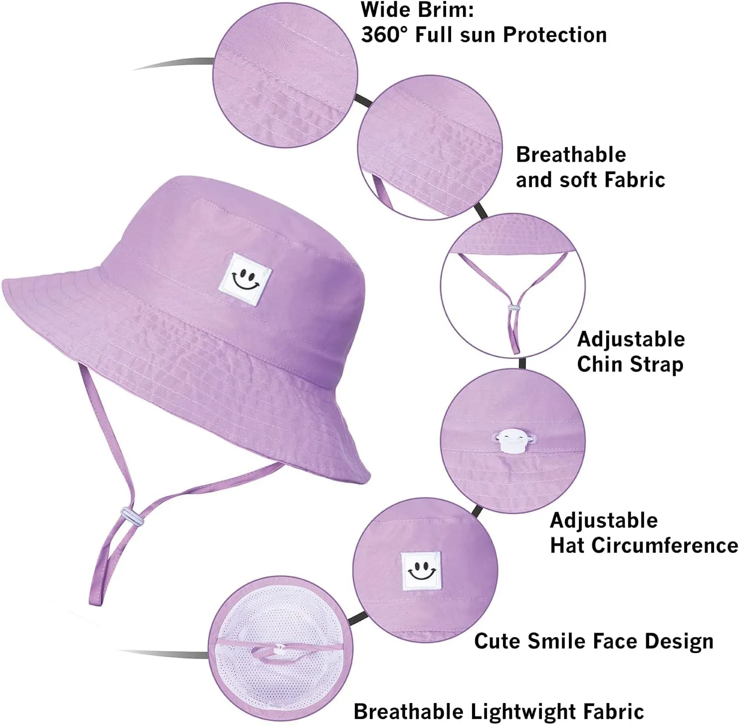 MaxNova Baby Sun Hat Smile Face UPF 50  Toddler Bucket Hat for Boys Girls 0-7 Years