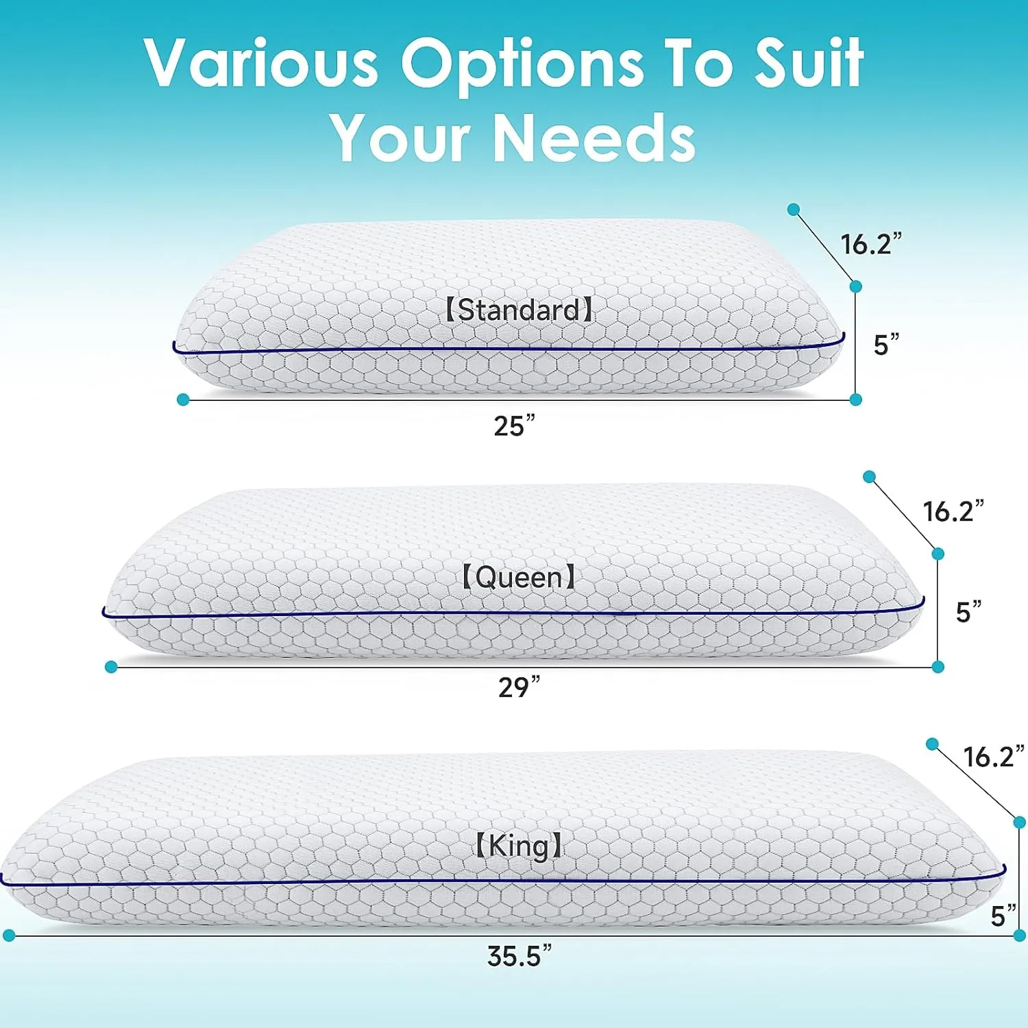 Memory Foam Pillows for Side, Back and Stomach Sleepers, Bed Pillow with Washable Cover and Breathable Mesh, Bed Pillow for Sleeping Standard Size (Grey)