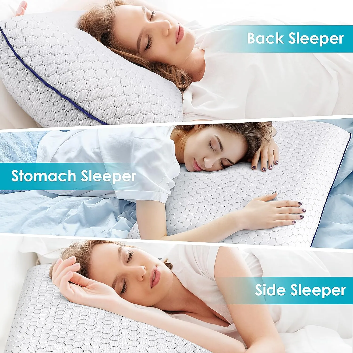 Memory Foam Pillows for Side, Back and Stomach Sleepers, Bed Pillow with Washable Cover and Breathable Mesh, Bed Pillow for Sleeping Standard Size (Grey)