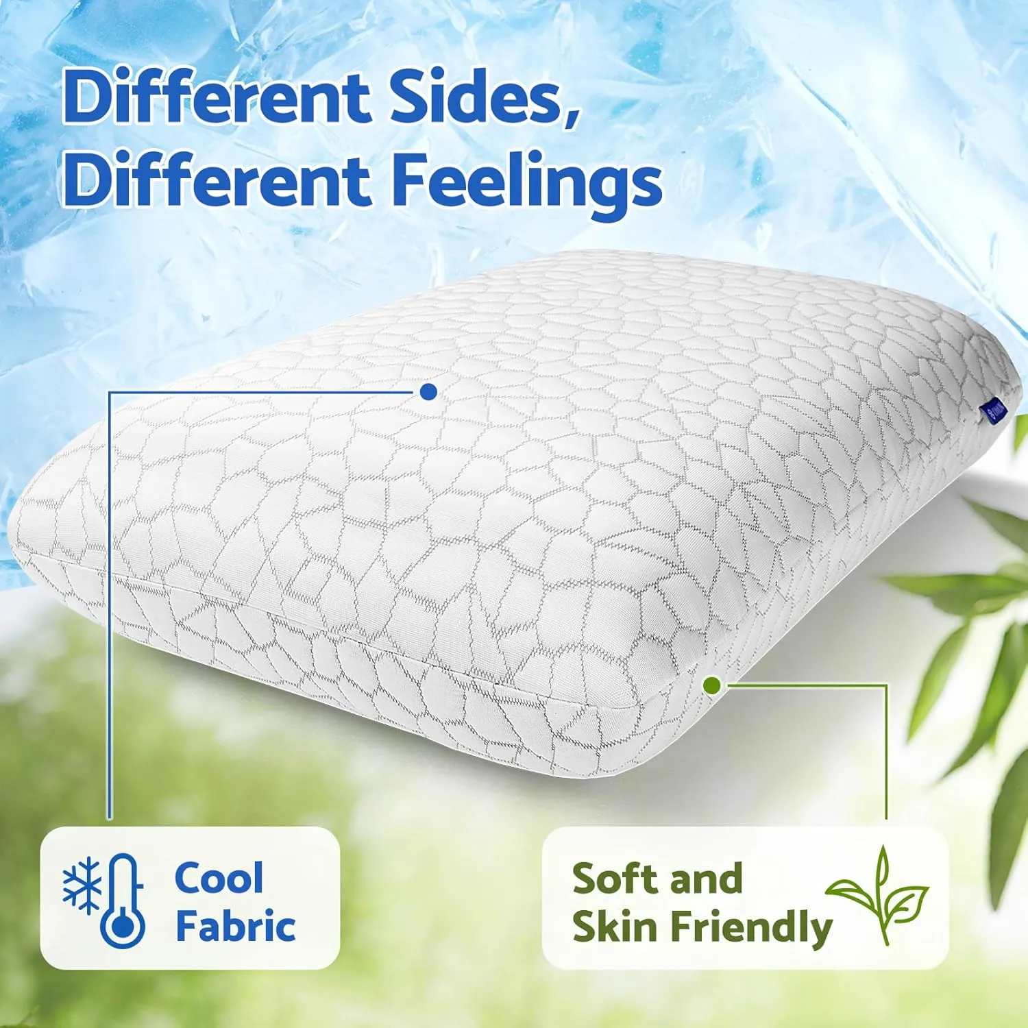 Memory Foam Pillows for Sleeping, Cooling Pillow with Removable and Machine Washable Cover, Bed Pillow for Side, Neck Pillow, Back and Stomach Sleepers, Standard Size (1 Pack)