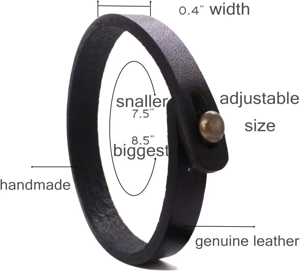 Mens Genuine Leather Bracelet - Handmade Adjustable Leather Cuff Bracelet punk Style leather wrap Wristband for Men