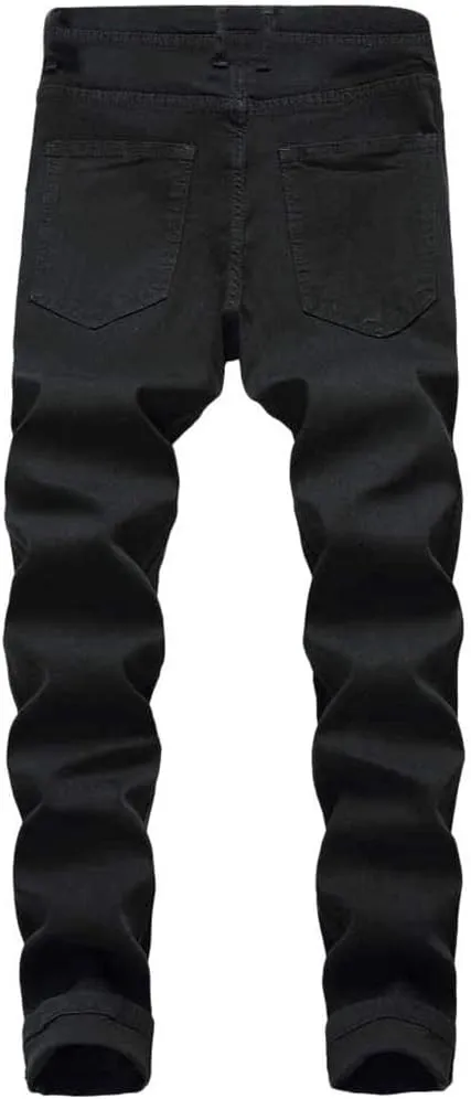 Men's Jeans Slim Fit Stretch Skinny Ripped Jeans for Men Stacked Distressed Straight Pants