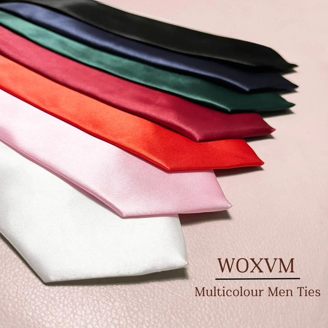 Men's Ties Classic Solid Satin Tie Pure Color 3.15" Mens Necktie, Premium Formal Black Ties For Men Business & Wedding