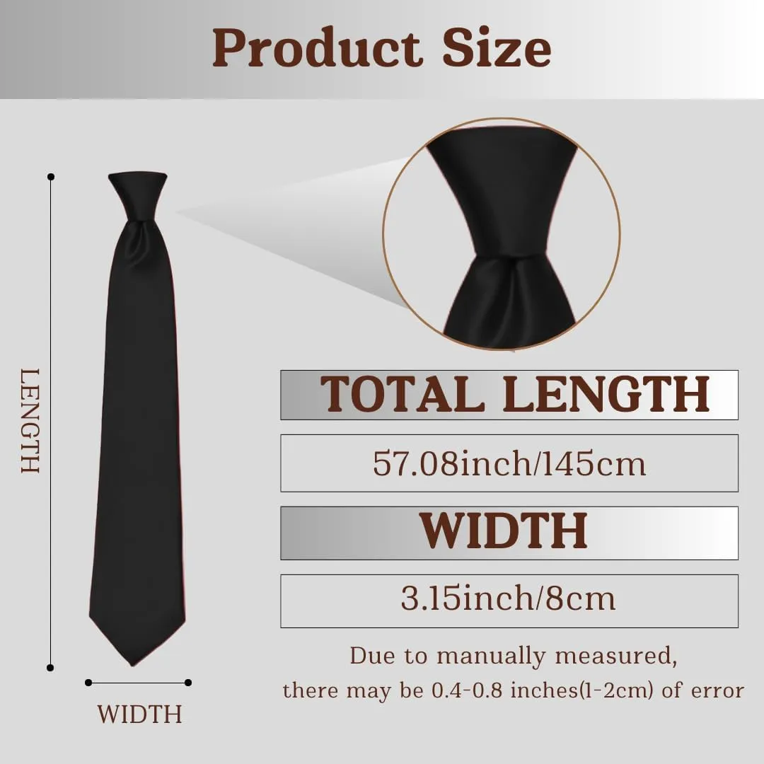 Men's Ties Classic Solid Satin Tie Pure Color 3.15" Mens Necktie, Premium Formal Black Ties For Men Business & Wedding