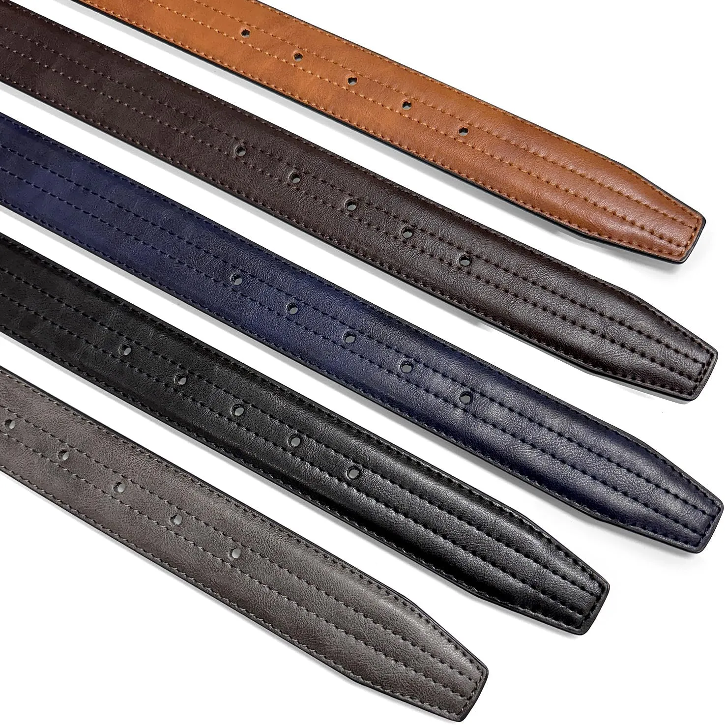 Men's Vegan Faux Leather Belt Classic Work Business Dress Belt 1-3/8"(35mm) wide