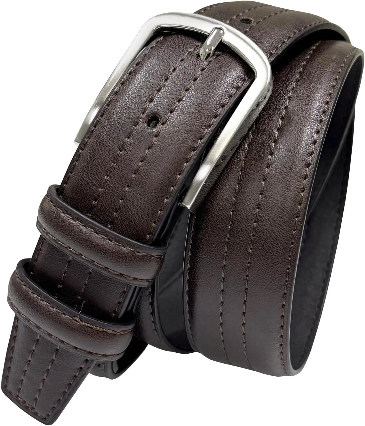 Men's Vegan Faux Leather Belt Classic Work Business Dress Belt 1-3/8"(35mm) wide
