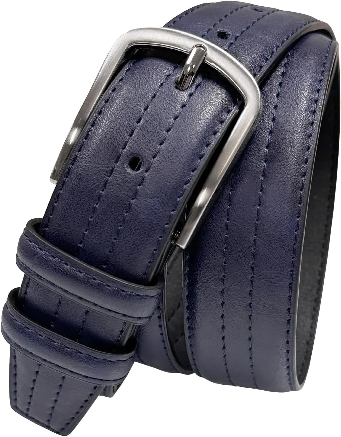 Men's Vegan Faux Leather Belt Classic Work Business Dress Belt 1-3/8"(35mm) wide