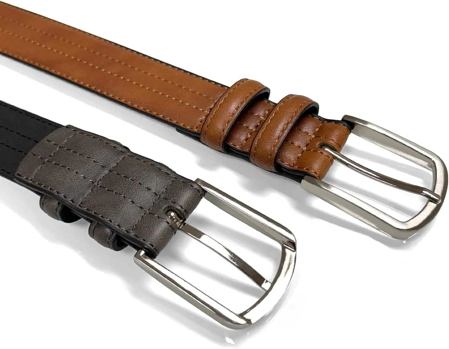 Men's Vegan Faux Leather Belt Classic Work Business Dress Belt 1-3/8"(35mm) wide