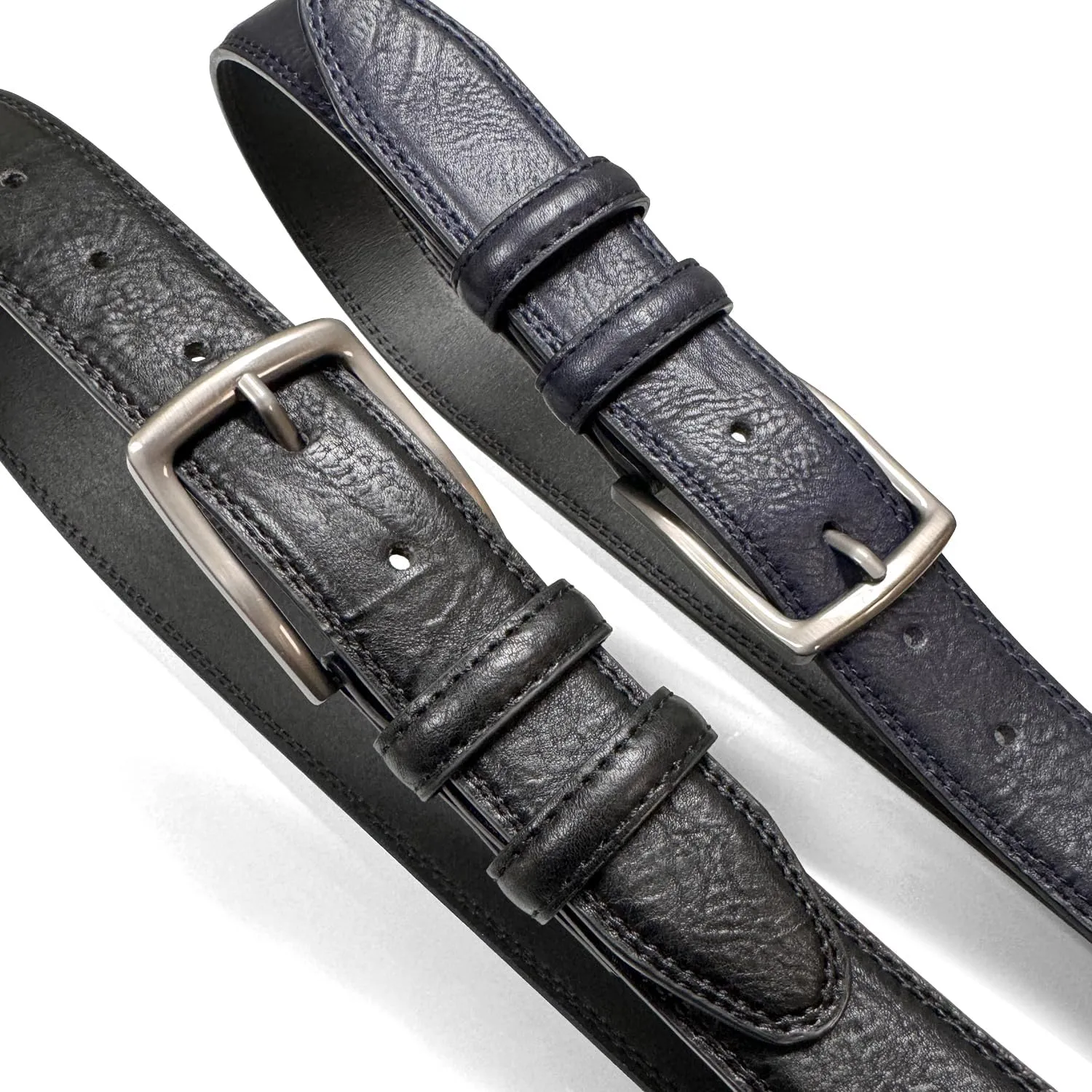 Men's Vegan Faux Leather Belt Classic Work Business Dress Belt 1-3/8"(35mm) wide