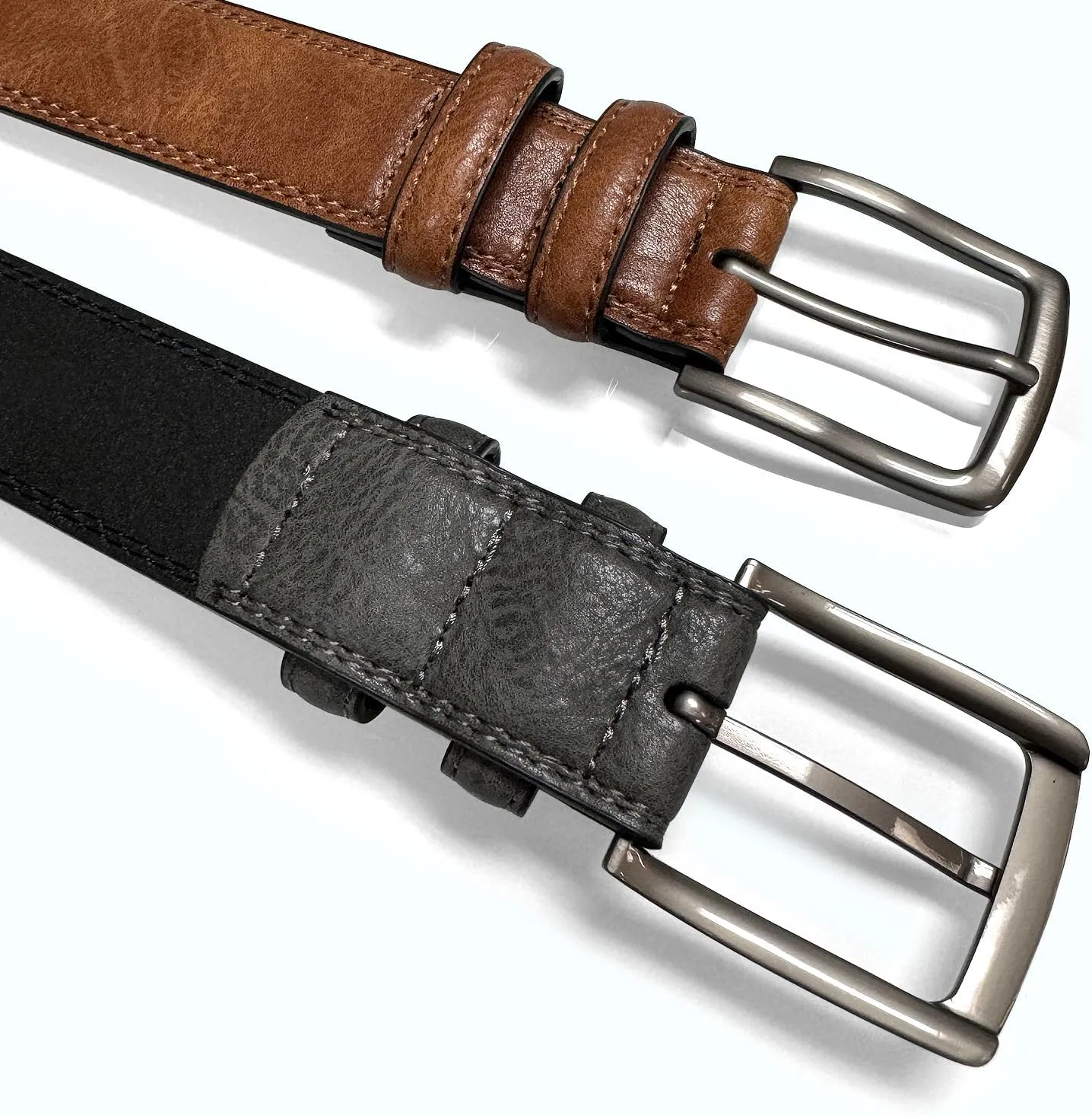 Men's Vegan Faux Leather Belt Classic Work Business Dress Belt 1-3/8"(35mm) wide