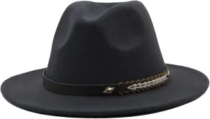 Men's Vintage Wide Brim Fedora Hats for Women Men Panama Jazz Hat Unisex Classic Cap for Party Wedding Church