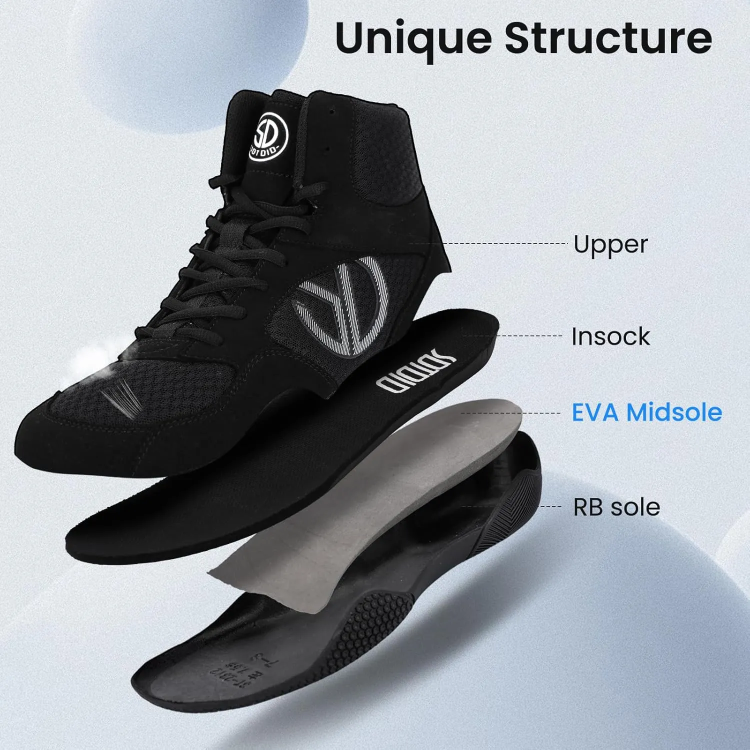 Men's Wrestling Shoes with Lightweight,Sdtdid Boxing Shoes Made of Micro Suede for Gym,Powerlifting,Bodybuilding,Training Etc.