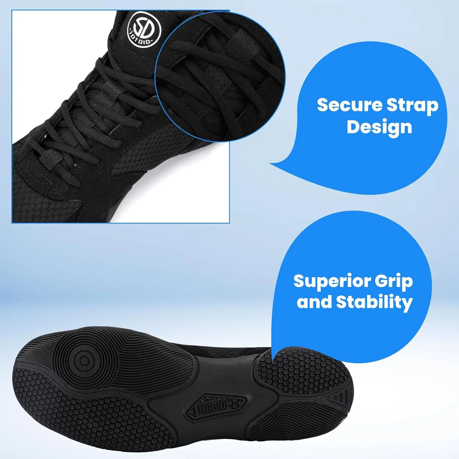 Men's Wrestling Shoes with Lightweight,Sdtdid Boxing Shoes Made of Micro Suede for Gym,Powerlifting,Bodybuilding,Training Etc.