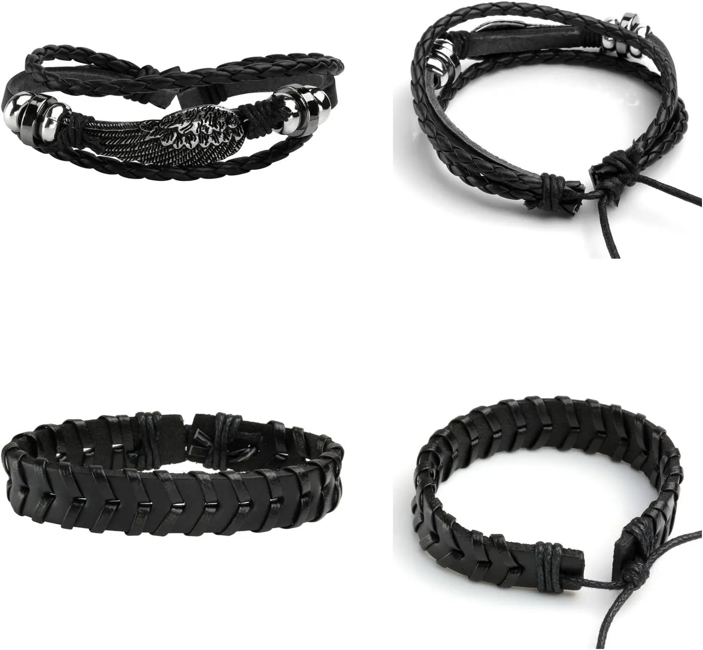 MILAKOO 5 Pcs Braided Leather Bracelets for Men Women Woven Cuff Bracelet Adjustable