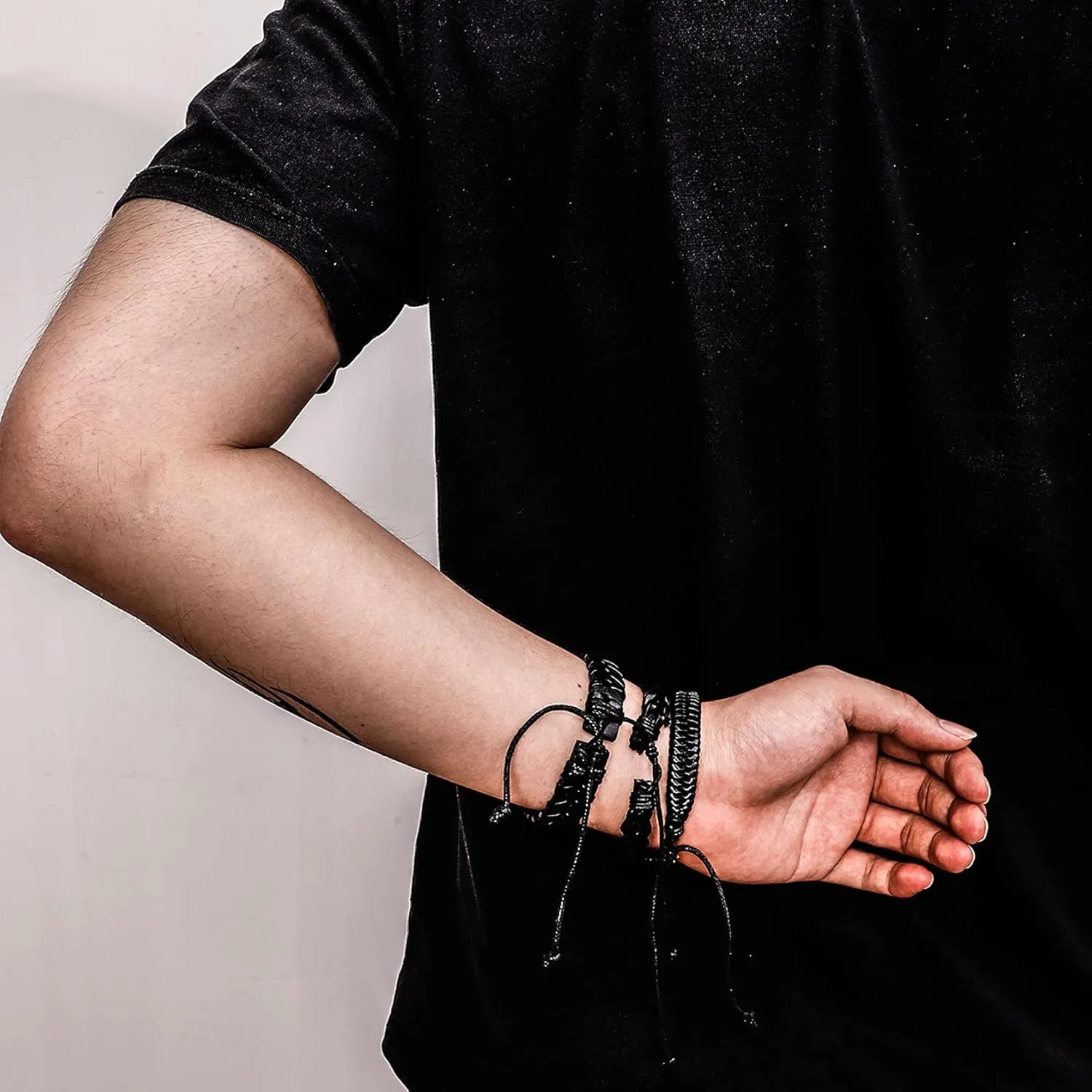 MILAKOO 5 Pcs Braided Leather Bracelets for Men Women Woven Cuff Bracelet Adjustable