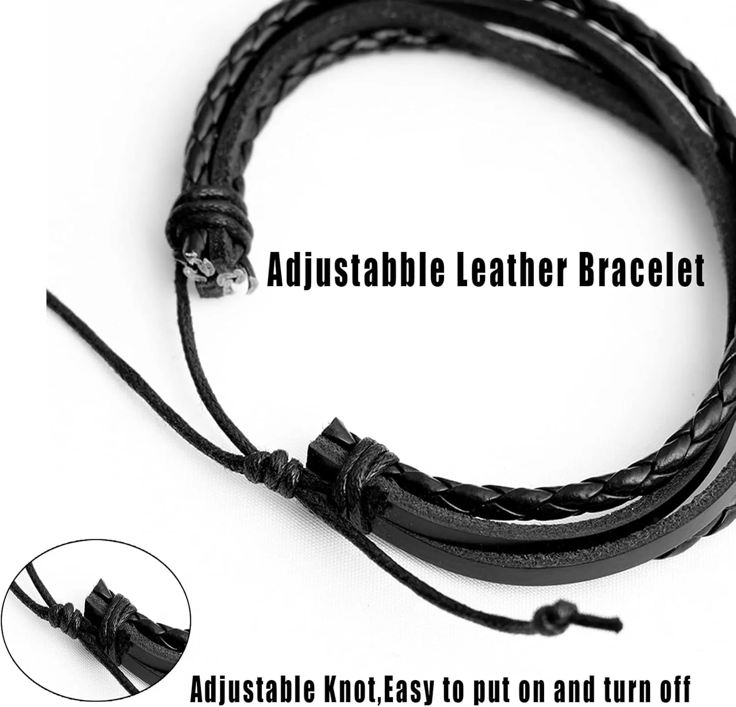 MILAKOO 5 Pcs Braided Leather Bracelets for Men Women Woven Cuff Bracelet Adjustable