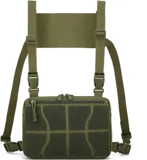 MiOYOOW Tactical Chest Rig Pack, Portable Molle Recon Bag with Front Hook & loop Panel for Running Hiking Cycling Camping Kunting Fishing