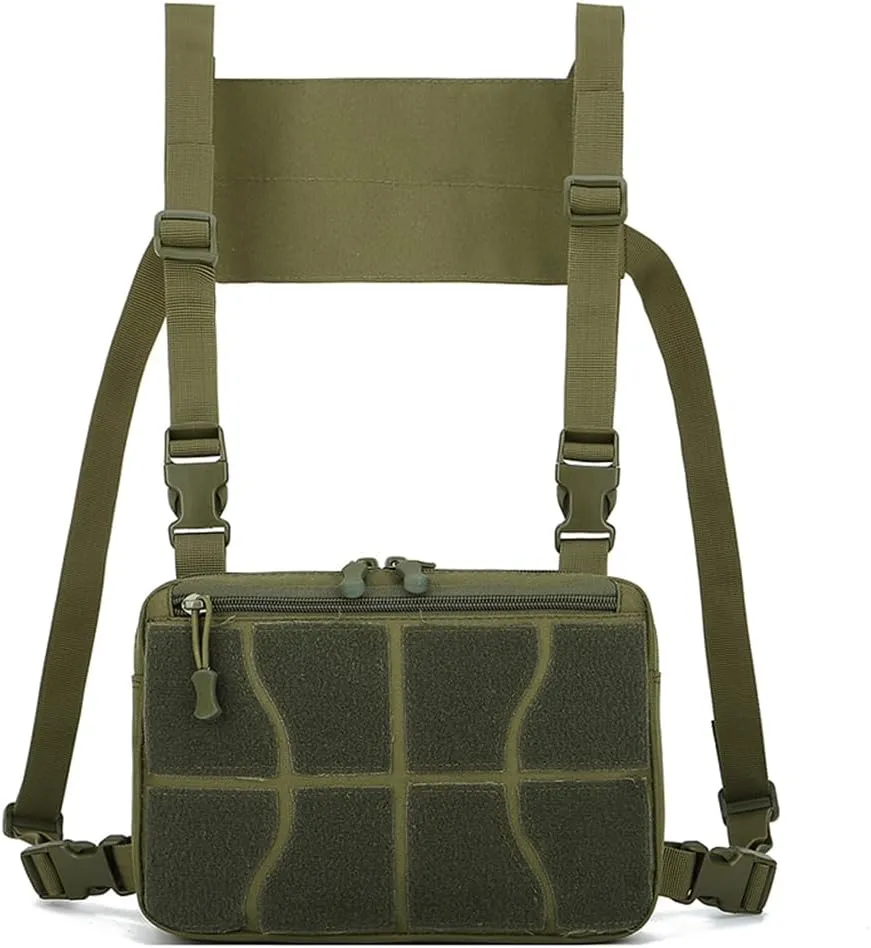MiOYOOW Tactical Chest Rig Pack, Portable Molle Recon Bag with Front Hook & loop Panel for Running Hiking Cycling Camping Kunting Fishing