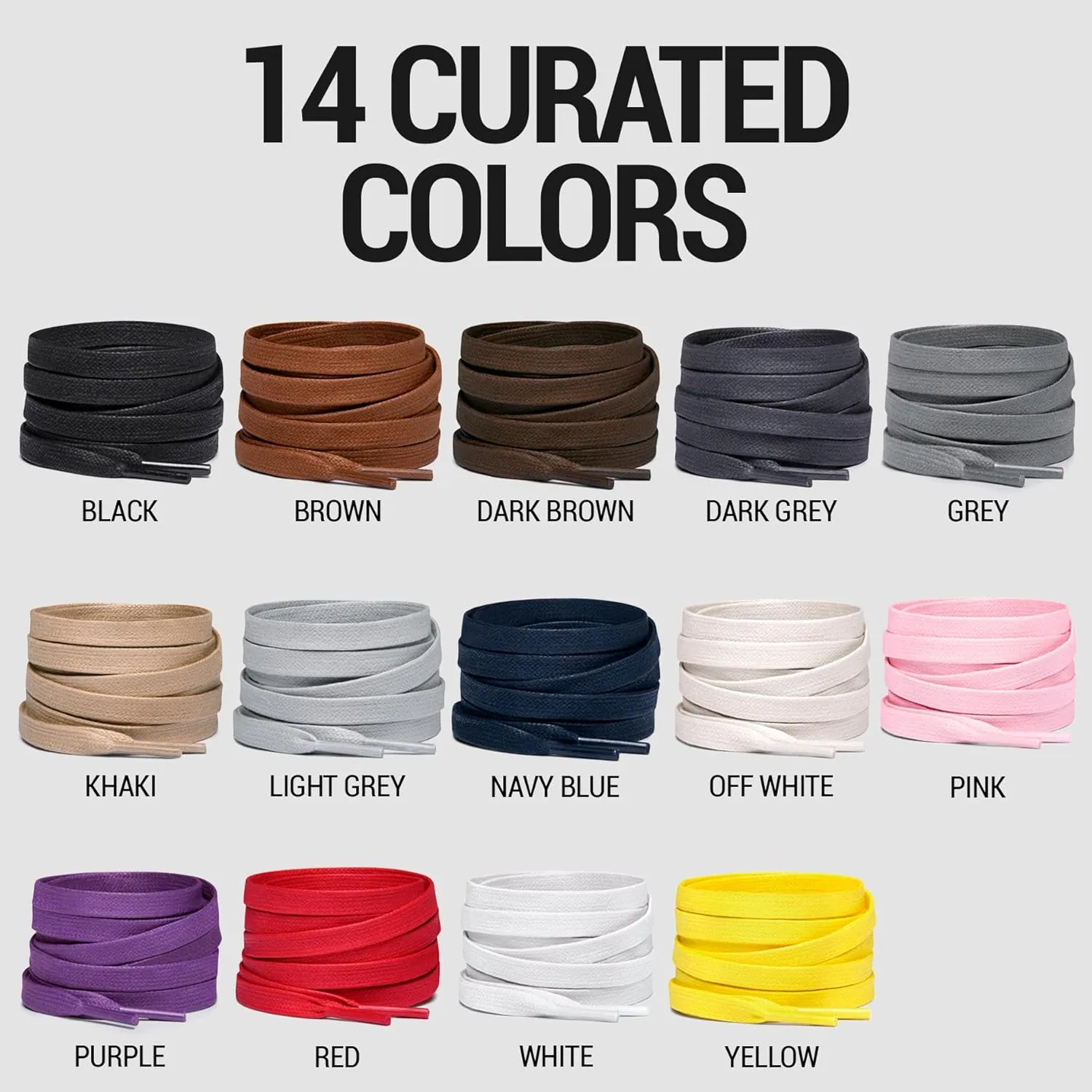 Miscly Flat Waxed Cotton Shoe Laces for Boots, Sneakers, and Shoes  Multiple Lengths and Colors Available