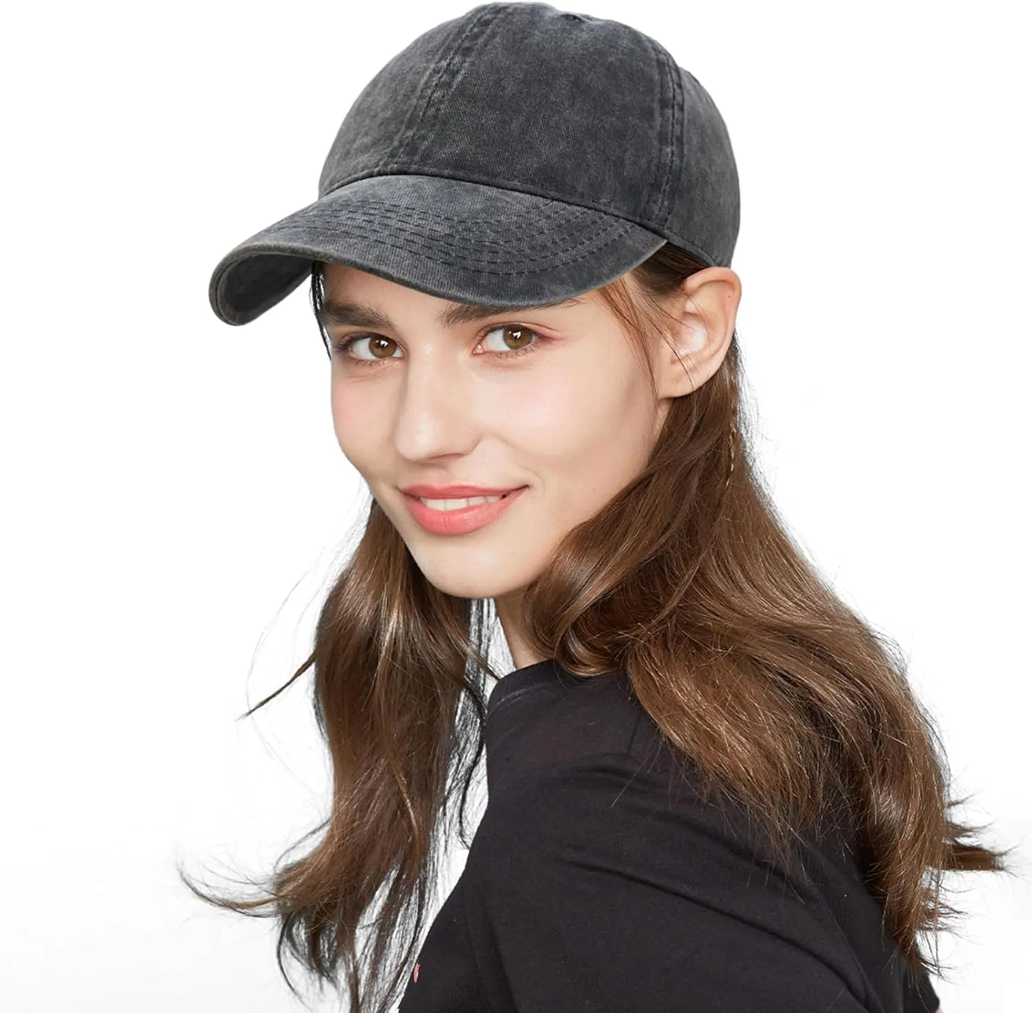 Negi Denim Hat for Men Women Washed Distressed Adjustable Dad Hats Baseball Cap Vintage Unconstructed Plain Cap Unisex Fit