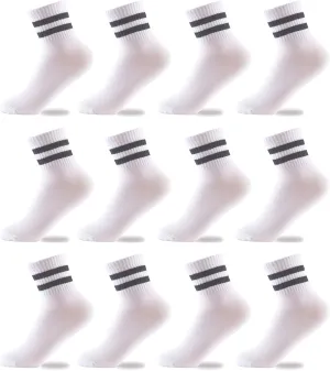 Oohmy Boys Socks 12 Packs Fit for 2-12 Years Old Boys and Girls Cotton Athletic Ankle Socks for Toddler Kids and Big Kids