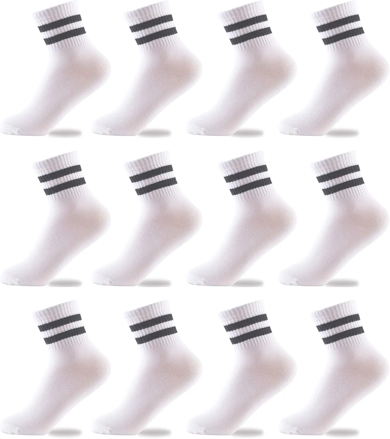 Oohmy Boys Socks 12 Packs Fit for 2-12 Years Old Boys and Girls Cotton Athletic Ankle Socks for Toddler Kids and Big Kids