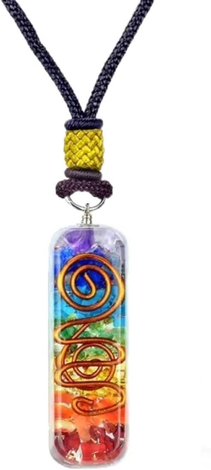Orgonite Crystal Seven Chakra Pendant with Chain Orgone Healing Stone Necklace for Spiritual Balance, Meditation, Yoga, Reiki, Gift for Men and Women