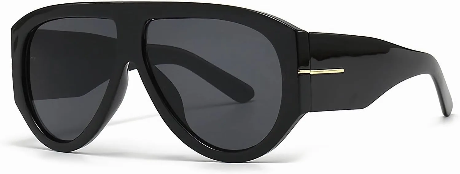 OSAGAMA Trendy Retro Oversized Aviator Sunglasses for Women Men 70s Luxury Designer Thick Classic Sun Glasses