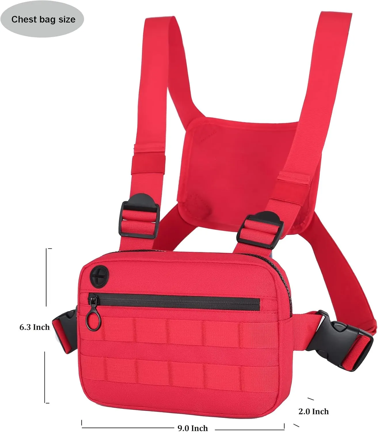 Outdoor Sports Utility Chest PackTactical EDC Chest Bag For Men, Lightweight Conceal Chest Pouch Holster, Chest Rig Vest With Built-In Phone Holder For Workouts, Cycling & Hiking (Red)