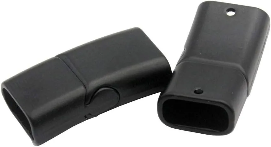 Pack 10 Magnetic Clasps and Closure for Bracelet Making Leather Cord End Hole (Matte Black, 11mmx5.5mm)