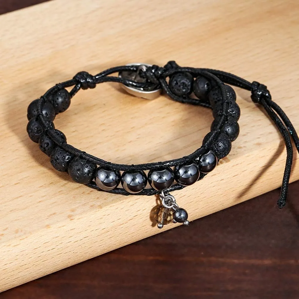 Plumiss Women Boho Handmade Natural Stone Crystal Leather Bead Wrap Bracelets Collection