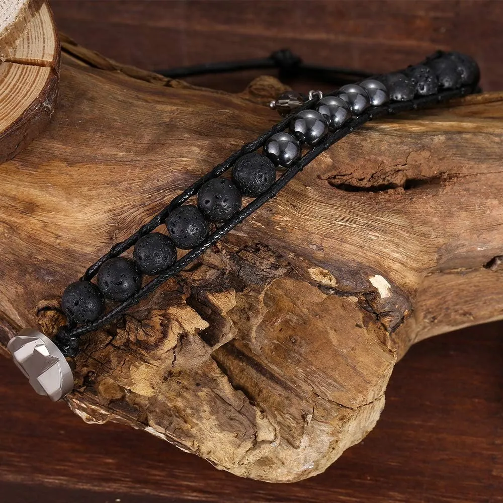 Plumiss Women Boho Handmade Natural Stone Crystal Leather Bead Wrap Bracelets Collection