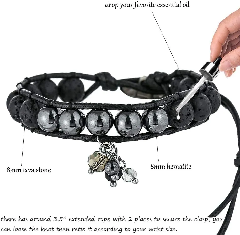 Plumiss Women Boho Handmade Natural Stone Crystal Leather Bead Wrap Bracelets Collection