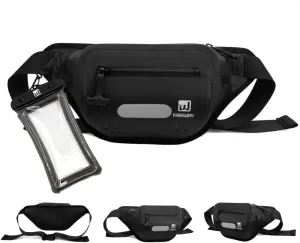 Premium Dry Bag Waterproof Fanny Pack for Water Sports  100% Waterproof with Reflective Strip  Ideal for Snorkeling, Kayaking, Surfing, Boating & Paddle Boarding  Adjustable Waist Belt (Black)