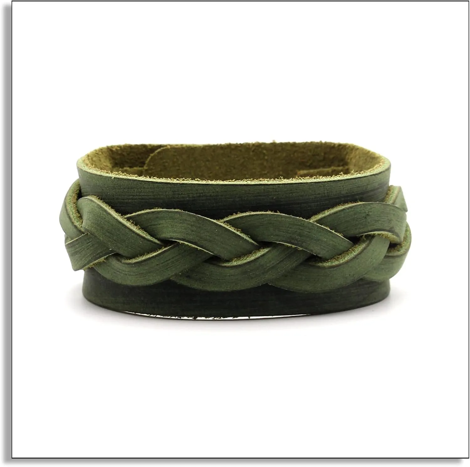 Punk Rock Braided Wide Leather Bracelet Adjustable Cuff Bracelet
