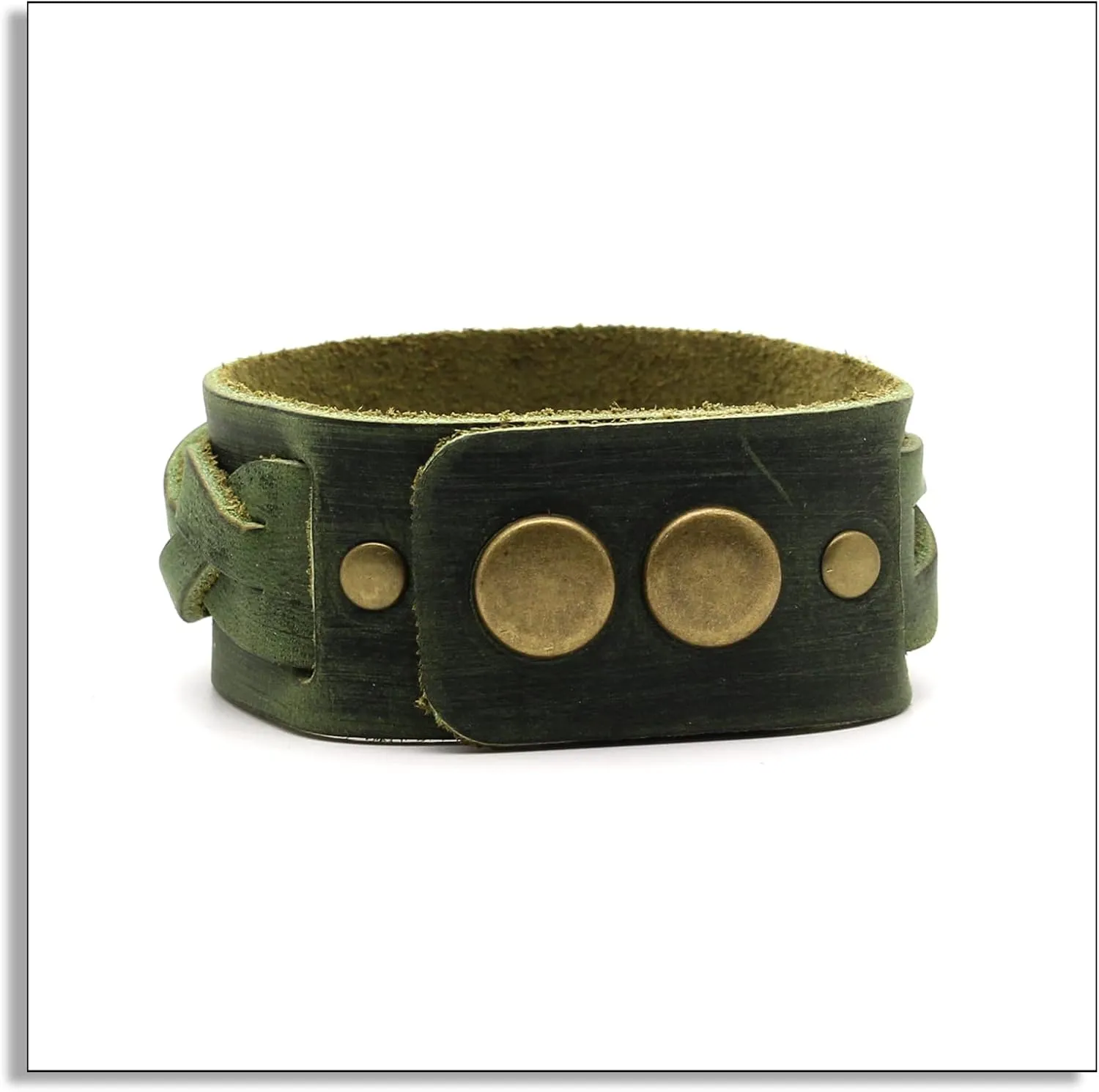 Punk Rock Braided Wide Leather Bracelet Adjustable Cuff Bracelet