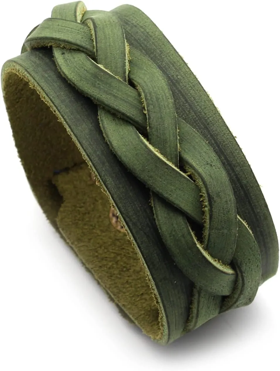 Punk Rock Braided Wide Leather Bracelet Adjustable Cuff Bracelet